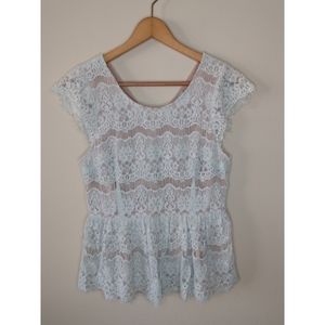 Anthropologie Maeve Katrine Peplum Top Blue Small